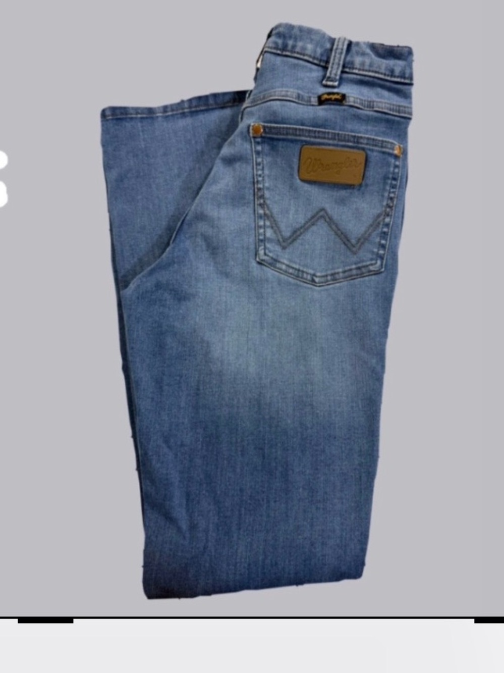 Wrangler Light Blue Denim Jeans with Leather Patch